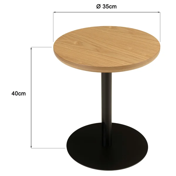 Table d'appoint ronde en bois couleur naturelle pied noir CASTILLE