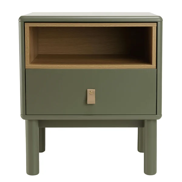 Table de chevet 1 niche 1 tiroir bois vert nature GUILIN