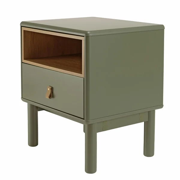 Table de chevet 1 niche 1 tiroir bois vert nature GUILIN
