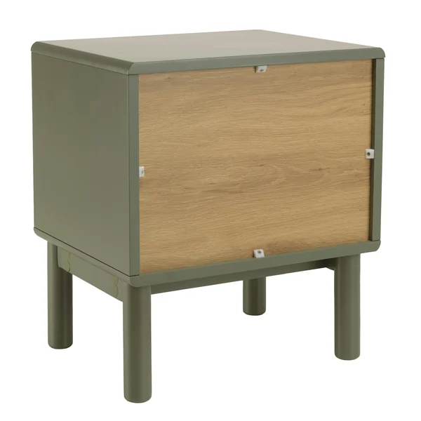 Table de chevet 1 niche 1 tiroir bois vert nature GUILIN