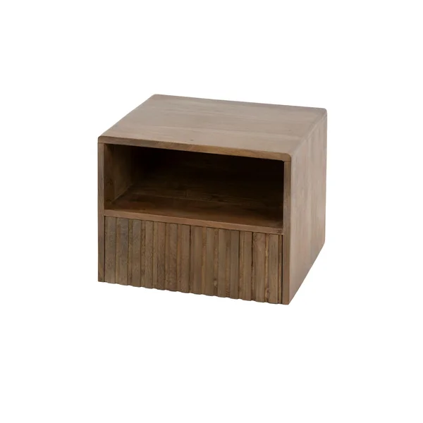 Table de chevet murale bois brun, tiroir & niche NAKO