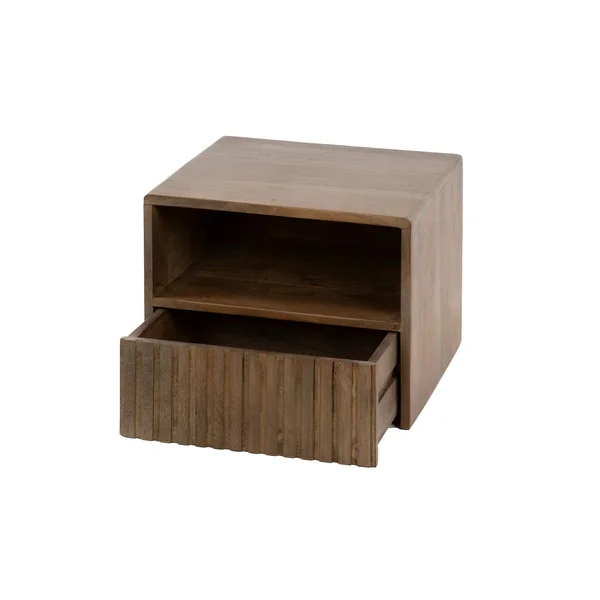 Table de chevet murale bois brun, tiroir & niche NAKO