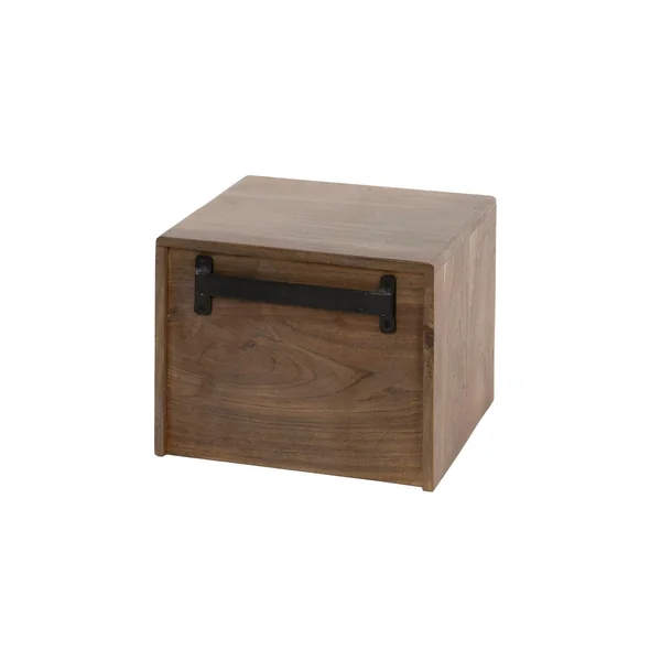 Table de chevet murale bois brun, tiroir & niche NAKO