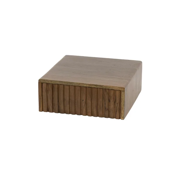 Table de chevet murale bois brun, tiroir rainuré (x2) NAKO