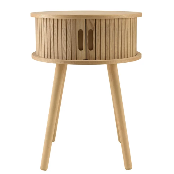 Table de chevet ronde en bois couleur naturelle D40cm CASTILLE