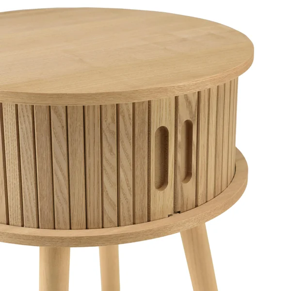 Table de chevet ronde en bois couleur naturelle D40cm CASTILLE