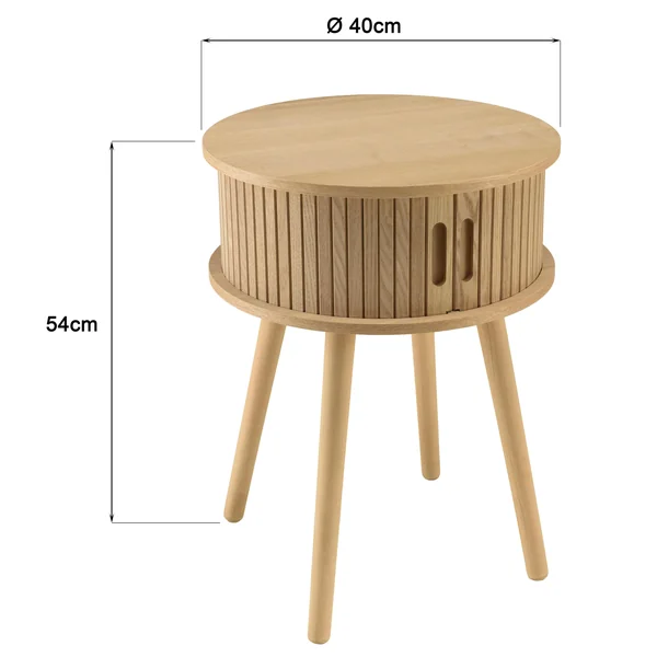 Table de chevet ronde en bois couleur naturelle D40cm CASTILLE