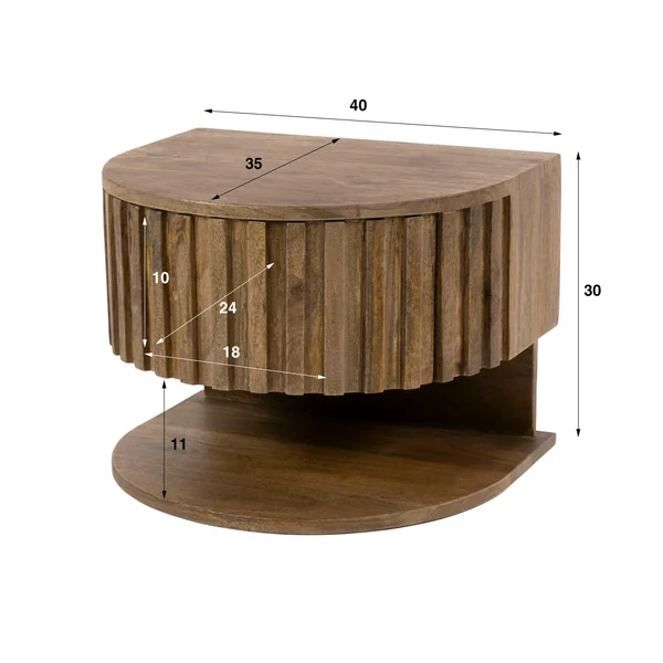 Table de chevet suspendue en bois 1 tiroir 1 tablette DELHI