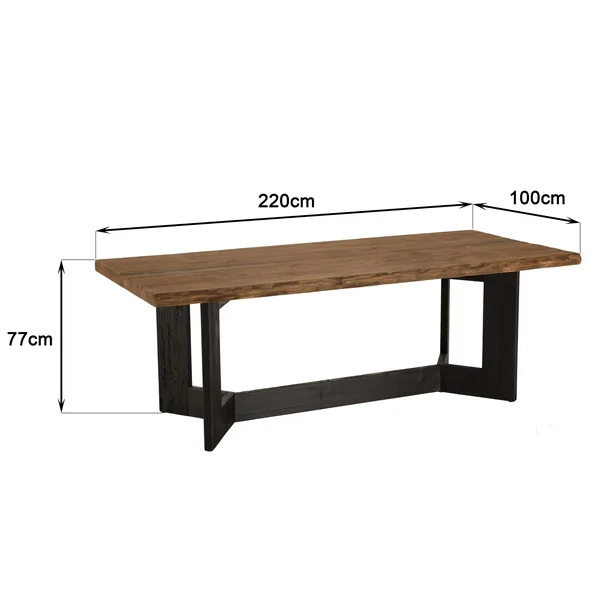 Table de repas bois recyclé pin 220 cm CRACOVIE