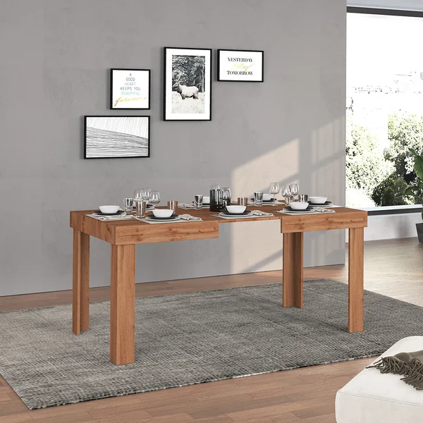 Table de salle à manger extensible contemporaine chêne wotan Neros