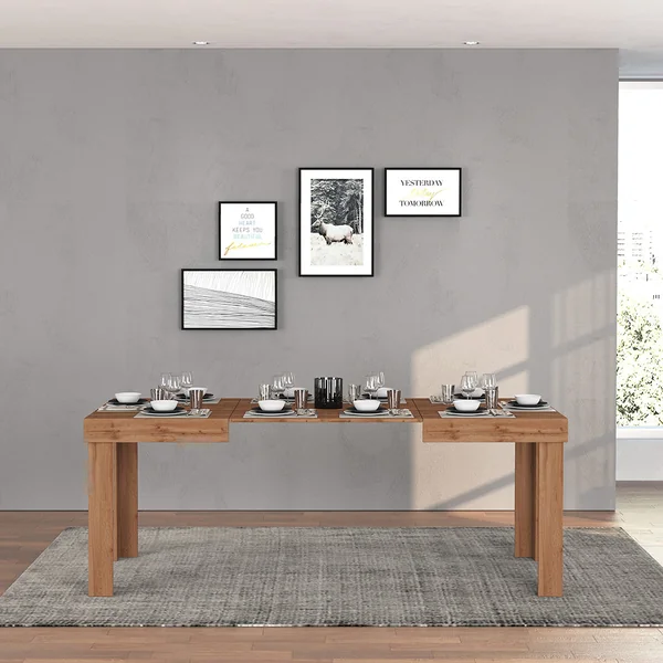 Table de salle à manger extensible contemporaine chêne wotan Neros