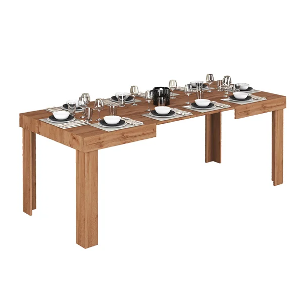 Table de salle à manger extensible contemporaine chêne wotan Neros