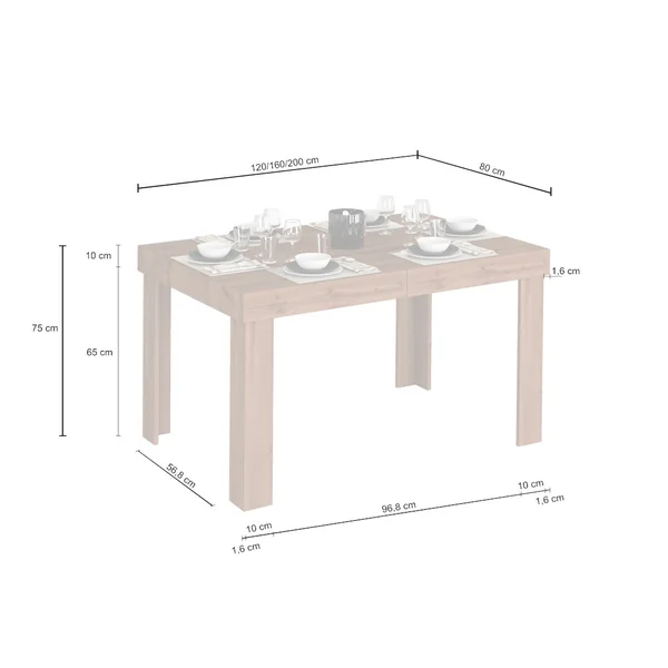 Table de salle à manger extensible contemporaine chêne wotan Neros