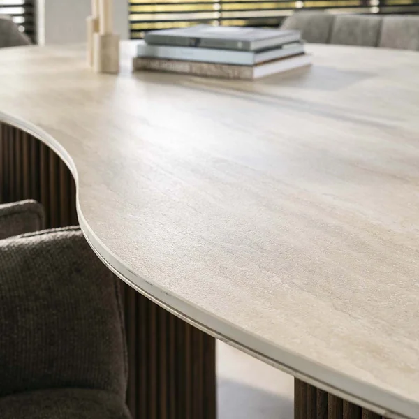 Table de salle à manger moderne 215 cm MDF et céramique Romanesco