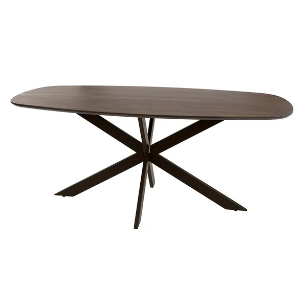 Table de salle à manger ovale 215 cm en acacia massif brun Artic
