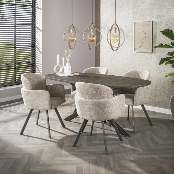 Table de salle à manger ovale moderne 180 cm coloris bronze Vik