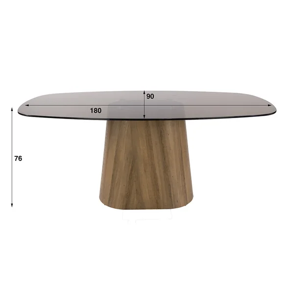 Table de salle à manger ovale moderne 180 cm en verre fumé Tina