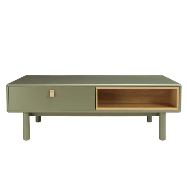 Table de salon 2 tiroirs bois vert nature GUILIN