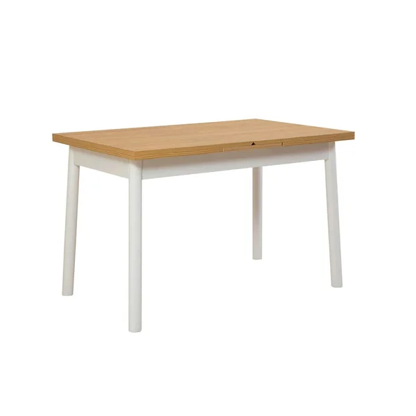 Table extensible blanche plateau effet bois 120-153 cm ARDEN
