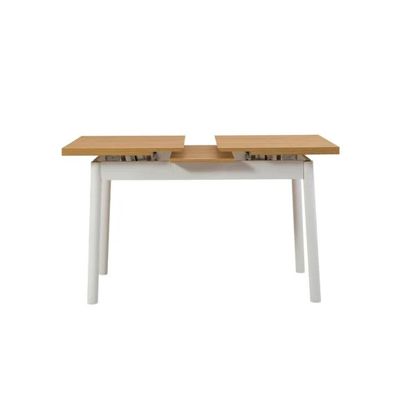 Table extensible blanche plateau effet bois 120-153 cm ARDEN