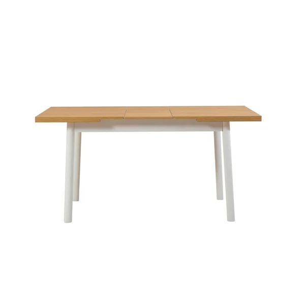 Table extensible blanche plateau effet bois 120-153 cm ARDEN