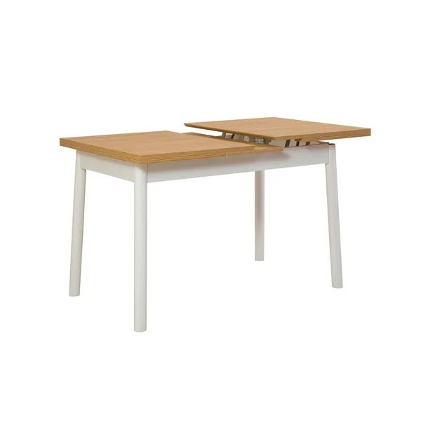 Table extensible blanche plateau effet bois 120-153 cm ARDEN