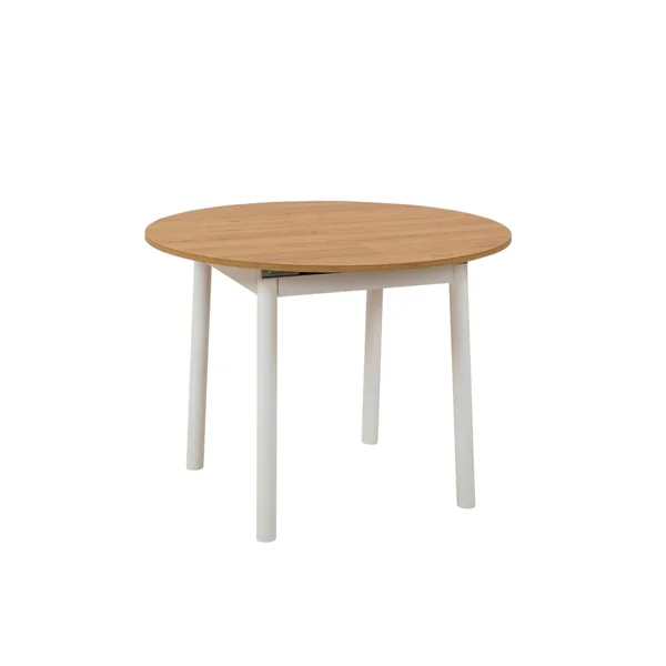 Table extensible blanche plateau effet bois Ø100-131 cm ARDEN