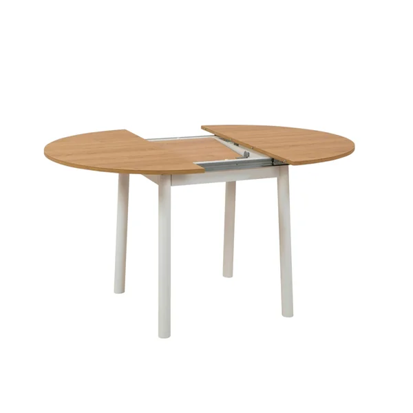 Table extensible blanche plateau effet bois Ø100-131 cm ARDEN