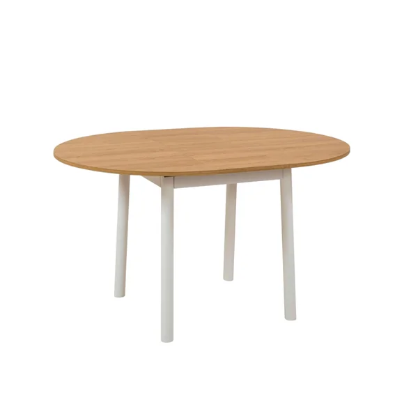 Table extensible blanche plateau effet bois Ø100-131 cm ARDEN