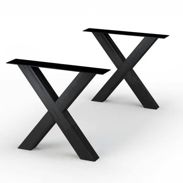 Table extensible bois blanc bords droits pieds en X 180 cm PALERME