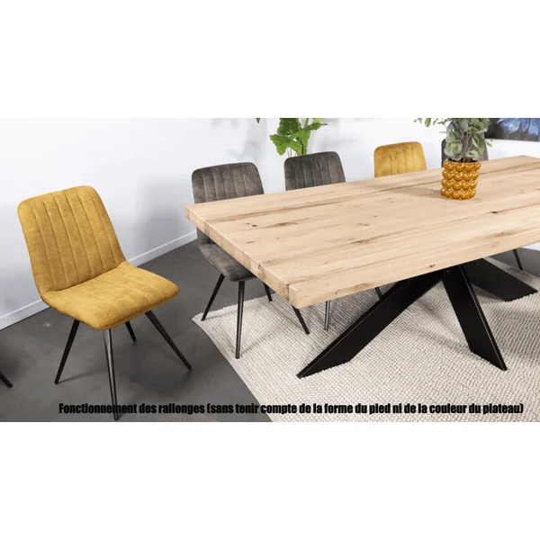 Table extensible bois blanc bords droits pieds en X 240 cm PALERME