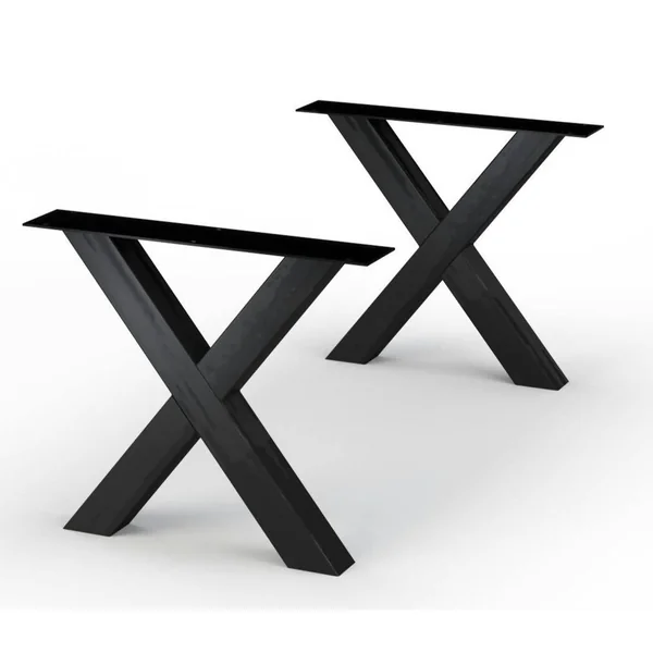 Table extensible bois brun bords droits pieds en X 180 cm PALERME