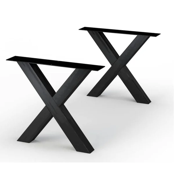 Table extensible bois brun bords droits pieds en X 240 cm PALERME