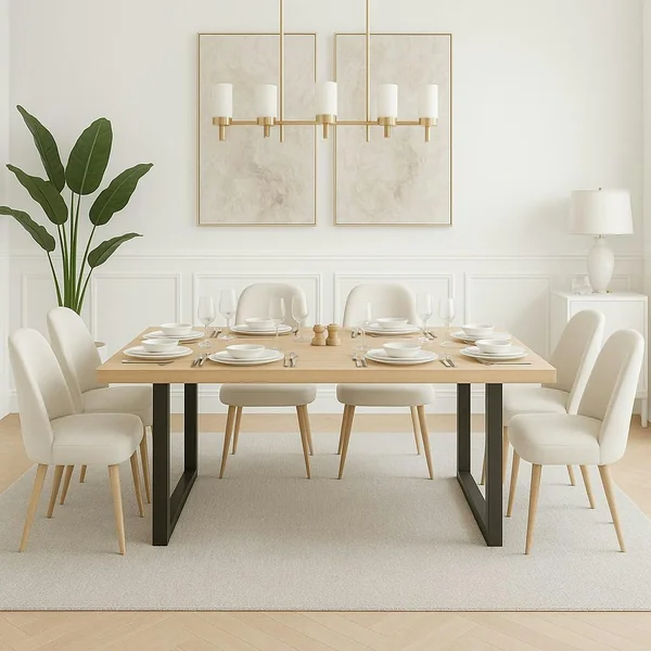Table extensible bois de chêne blanc pieds en U 180 cm PALERME