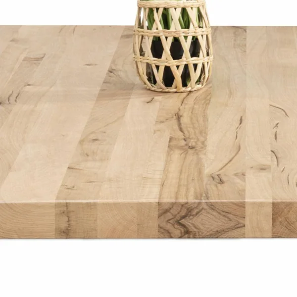 Table extensible bois grisé bords droits pied noir fin 220 cm PALERME