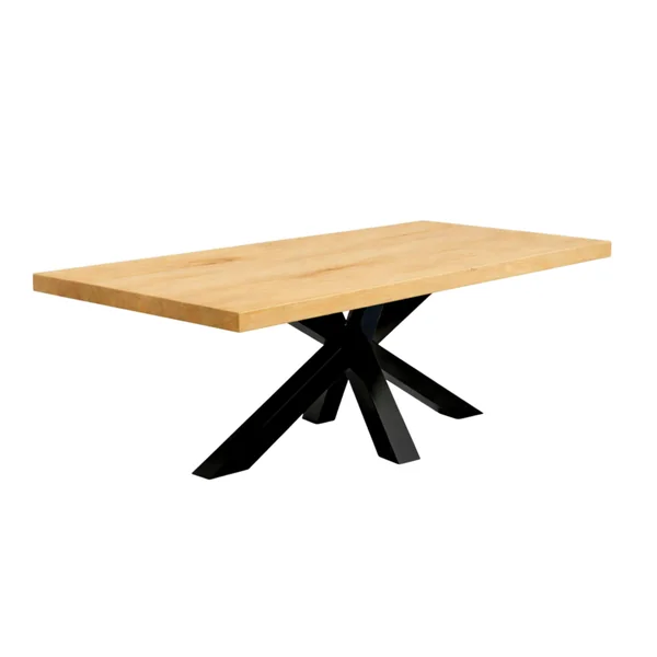 Table extensible bois huilé bords droits pied noir 200 cm PALERME