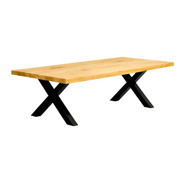 Table extensible bois huilé bords droits pieds en X 200 cm PALERME