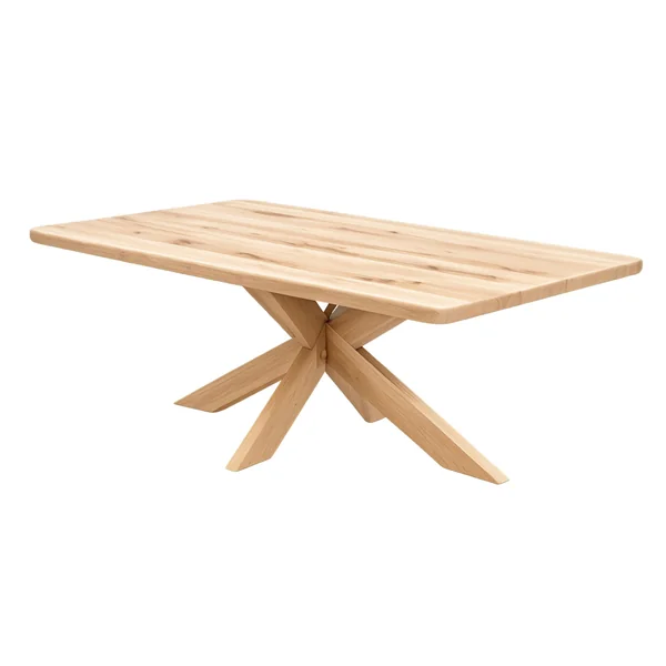 Table extensible chêne blanc bords biseautés pied bois 220 cm PALERME