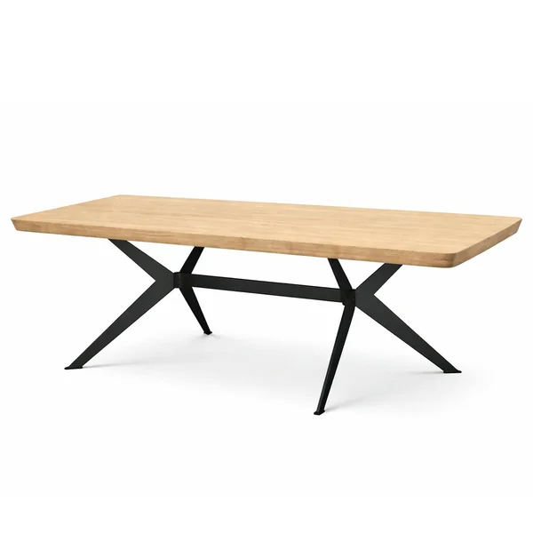 Table extensible chêne blanc bords biseautés pied graphique 200 cm PALERME