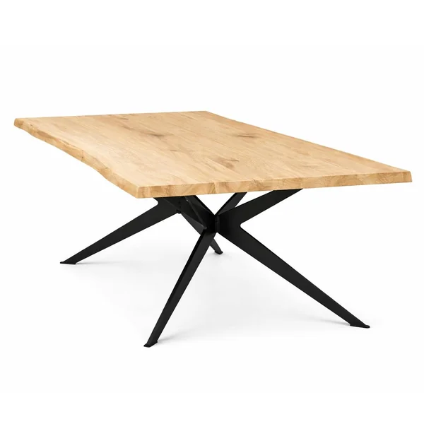 Table extensible chêne blanc bords naturels pied graphique 220 cm PALERME