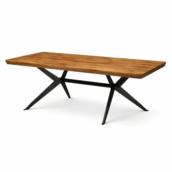 Table extensible chêne brun bords biseautés pied graphique 180 cm PALERME