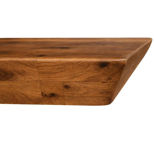 Table extensible chêne brun bords biseautés pied graphique 220 cm PALERME