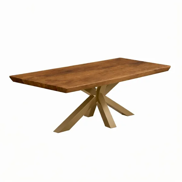 Table extensible chêne brun bords biseautés pied grège 240 cm PALERME