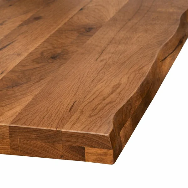 Table extensible chêne brun bords naturels pied graphique 240 cm PALERME
