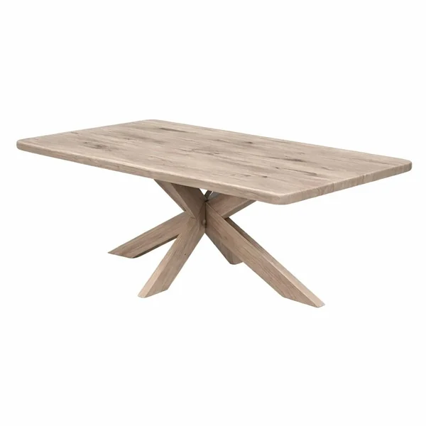 Table extensible chêne grisé bords biseautés pied bois 200 cm PALERME