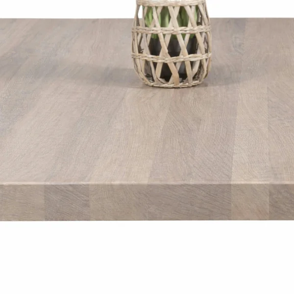 Table extensible chêne grisé bords biseautés pied bois 220 cm PALERME