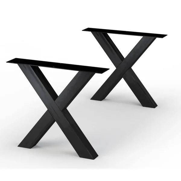 Table extensible chêne grisé bords naturels pieds en X 240 cm PALERME