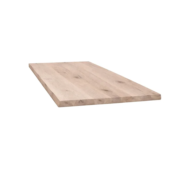 Table extensible chêne grisé bords naturels pieds verre 220 cm PALERME