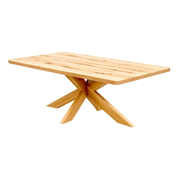 Table extensible chêne huilé bords biseautés pied bois 200 cm PALERME