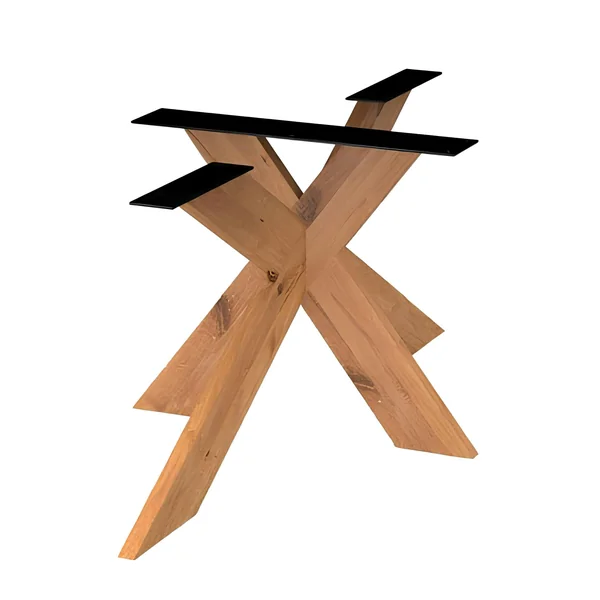 Table extensible chêne huilé bords biseautés pied bois 200 cm PALERME